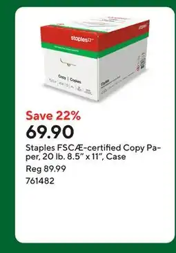 Staples Staples FSCÆ-certified Copy Paper, 20 lb. 8.5 x 11, Case offer