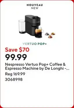Staples Nespresso Vertuo Pop+ Coffee & Espresso Machine by De Longhi - Liquorice Black offer