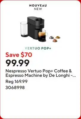 Staples Nespresso Vertuo Pop+ Coffee & Espresso Machine by De Longhi - Liquorice Black offer