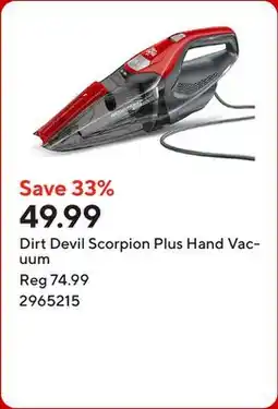 Staples Dirt Devil Scorpion Plus Hand Vacuum offer