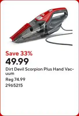 Staples Dirt Devil Scorpion Plus Hand Vacuum offer