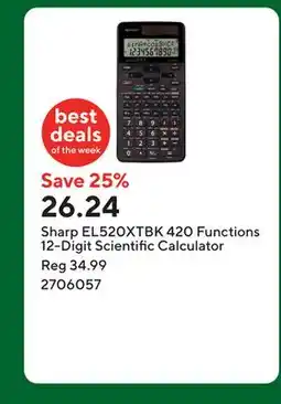 Staples Sharp EL520XTBK 420 Functions 12-Digit Scientific Calculator offer