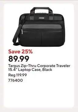 Staples Targus Zip-Thru Corporate Traveler 15.4 Laptop Case, Black offer