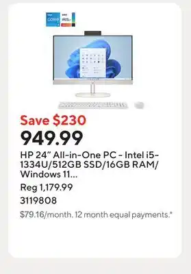Staples HP 24 All-in-One PC - Intel i5-1334U/512GB SSD/16GB RAM/Windows 11 Home offer