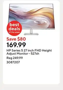Staples HP Series 5 27 inch FHD Height Adjust Monitor - 527sh offer