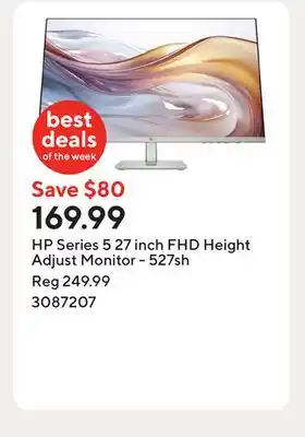 Staples HP Series 5 27 inch FHD Height Adjust Monitor - 527sh offer