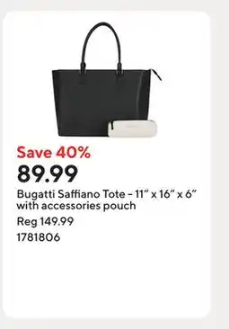 Staples Bugatti Saffiano Tote - 11 x 16 x 6 with accessories pouch offer