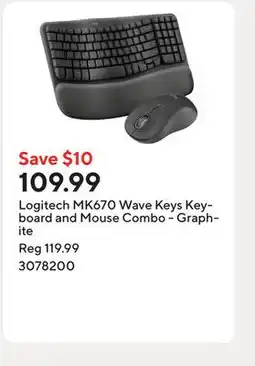 Staples Logitech MK670 Wave Keys Keyboard and Mouse Combo - Graphite offer