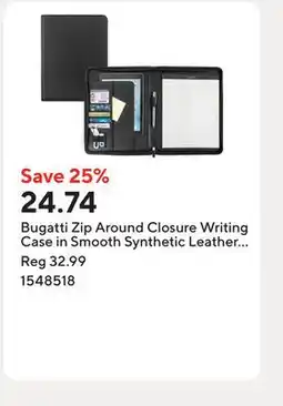 Staples Bugatti Zip Around Closure Writing Case in Smooth Synthetic Leather (WRC1503) offer