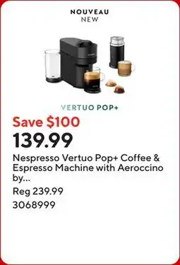 Staples Nespresso Vertuo Pop+ Coffee & Espresso Machine with Aeroccino by De Longhi - Liquorice Black offer