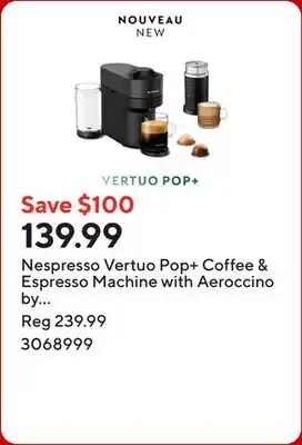 Staples Nespresso Vertuo Pop+ Coffee & Espresso Machine with Aeroccino by De Longhi - Liquorice Black offer