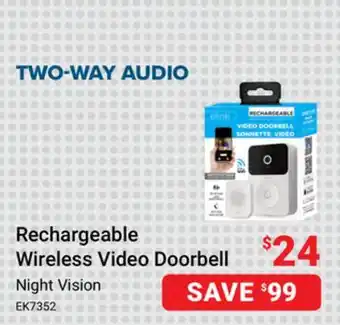 Visions Electronics Rechargeable Wireless Video Doorbell offer