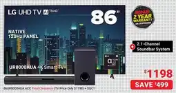 Visions Electronics LG 86 86UR8000AUA.ACC 4K 120hz Smart TV + LG 2.1ch SQC1 Sound Bar System w/ Wireless Subwoofer offer