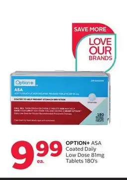 Rexall OPTION+ ASA Coated Daily Low Dose 81mg Tablets offer