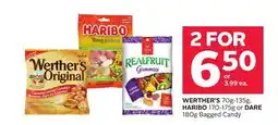 Rexall WERTHER'S 70g-135g, HARIBO 170-175g or DARE 180g Bagged Candy offer
