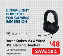 Visions Electronics Razer Kraken V3 X Wired USB Gaming Headset offer