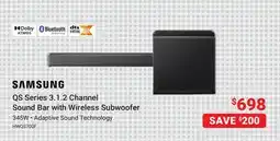Visions Electronics Samsung QS Series 3.1.2 Channel Sound Bar with Wireless Subwoofer offer