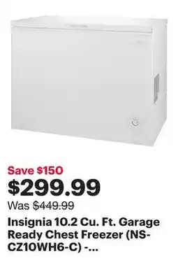 Best Buy Insignia 10.2 Cu. Ft. Garage Ready Chest Freezer (NS-CZ10WH6-C) - White - Only at Best Buy offer