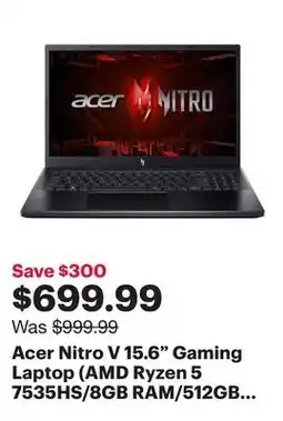 Best Buy Acer Nitro V 15.6 Gaming Laptop (AMD Ryzen 5 7535HS/8GB RAM/512GB SSD/RTX3050/Windows 11) offer