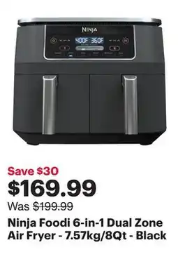 Best Buy Ninja Foodi 6-in-1 Dual Zone Air Fryer - 7.57kg/8Qt - Black offer