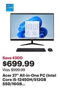 Best Buy Acer 27 All-in-One PC (Intel Core i5-12450H/512GB SSD/16GB RAM/Windows 11) - Only at Best Buy offer