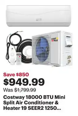Best Buy Costway 18000 BTU Mini Split Air Conditioner & Heater 19 SEER2 1250 Sq. Ft Coverage offer