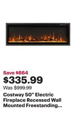 Best Buy Costway 50 Electric Fireplace Recessed Wall Mounted Freestanding with Remote Control offer