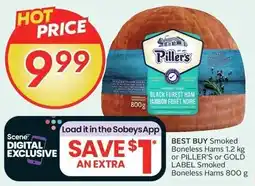 Sobeys Smoked Boneless Hams or PILLER'S or GOLD LABEL Smoked Boneless Hams offer