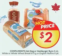 Sobeys Compliments hot dog or hamburger buns offer