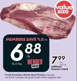 Sobeys Fresh Boneless Whole Beef Brisket offer