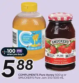 Sobeys Compliments pure honey or smucker's pure jam offer