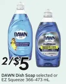 Sobeys Dawn dish soap selected or ez squeeze offer