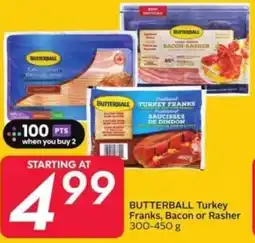 Sobeys Butterball turkey franks and bacon or rasher offer
