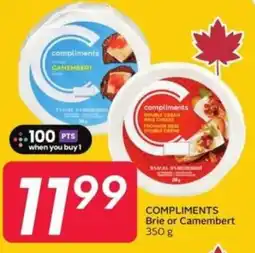 Sobeys Compliments brie or camembert offer