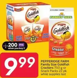 Sobeys Pepperidge farm family size goldfish crackers offer