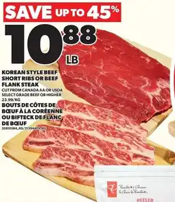 Loblaws Korean style beef short ribs or beef flank steak offer