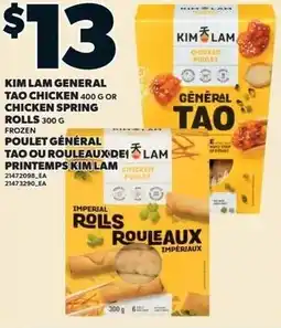 Loblaws Kim lam general tao chicken or chicken spring rolls offer