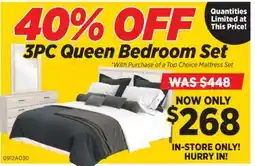 Surplus Furniture 40% Off 3PC Queen Bedroom Set offer