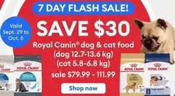 Petsmart Royal Canin dog & cat food offer