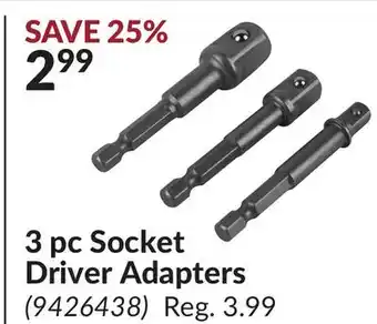 Princess Auto 3 pc Socket Driver Adapters offer