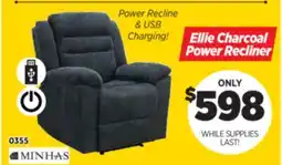 Surplus Furniture Ellie Charcoal Power Recliner offer