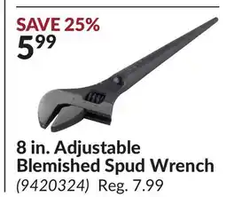 Princess Auto 8 in. Adjustable Blemished Spud Wrench offer