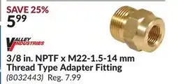 Princess Auto 3/8 in. NPTF x M22-1.5-14 mm Thread Type Adapter Fitting offer