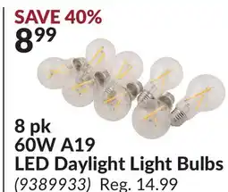 Princess Auto 8 pk 60W A19 LED Daylight Light Bulbs offer