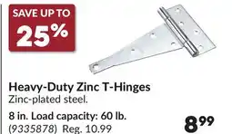 Princess Auto Heavy-Duty Zinc T-Hinges offer