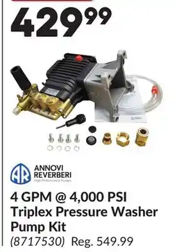 Princess Auto 4 GPM@4, 000 PSI Triplex Pressure Washer Pump Kit offer