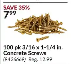Princess Auto 100 pk 3/16 x 1-1/4 in. Concrete Screws offer