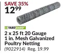 Princess Auto 2 x 25 ft 20 Gauge 1 in. Mesh Galvanized Poultry Netting offer