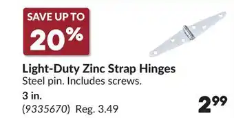 Princess Auto Light-Duty Zinc Strap Hinges offer