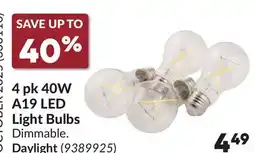 Princess Auto 4 pk 40W A19 LED Light Bulbs offer